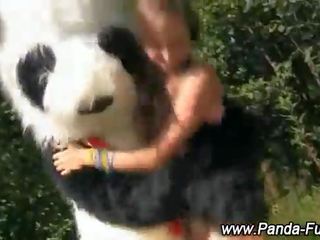 Fetysz nastolatka dostaje od z zabawka panda