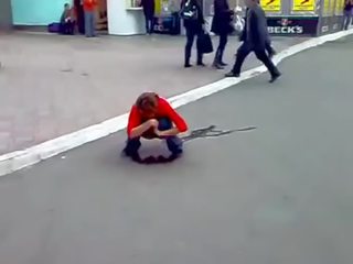 Drunk Russian mademoiselle Peeing In Streets