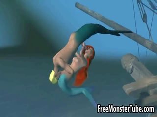 3d малко mermaid красота получава прецака трудно подводен